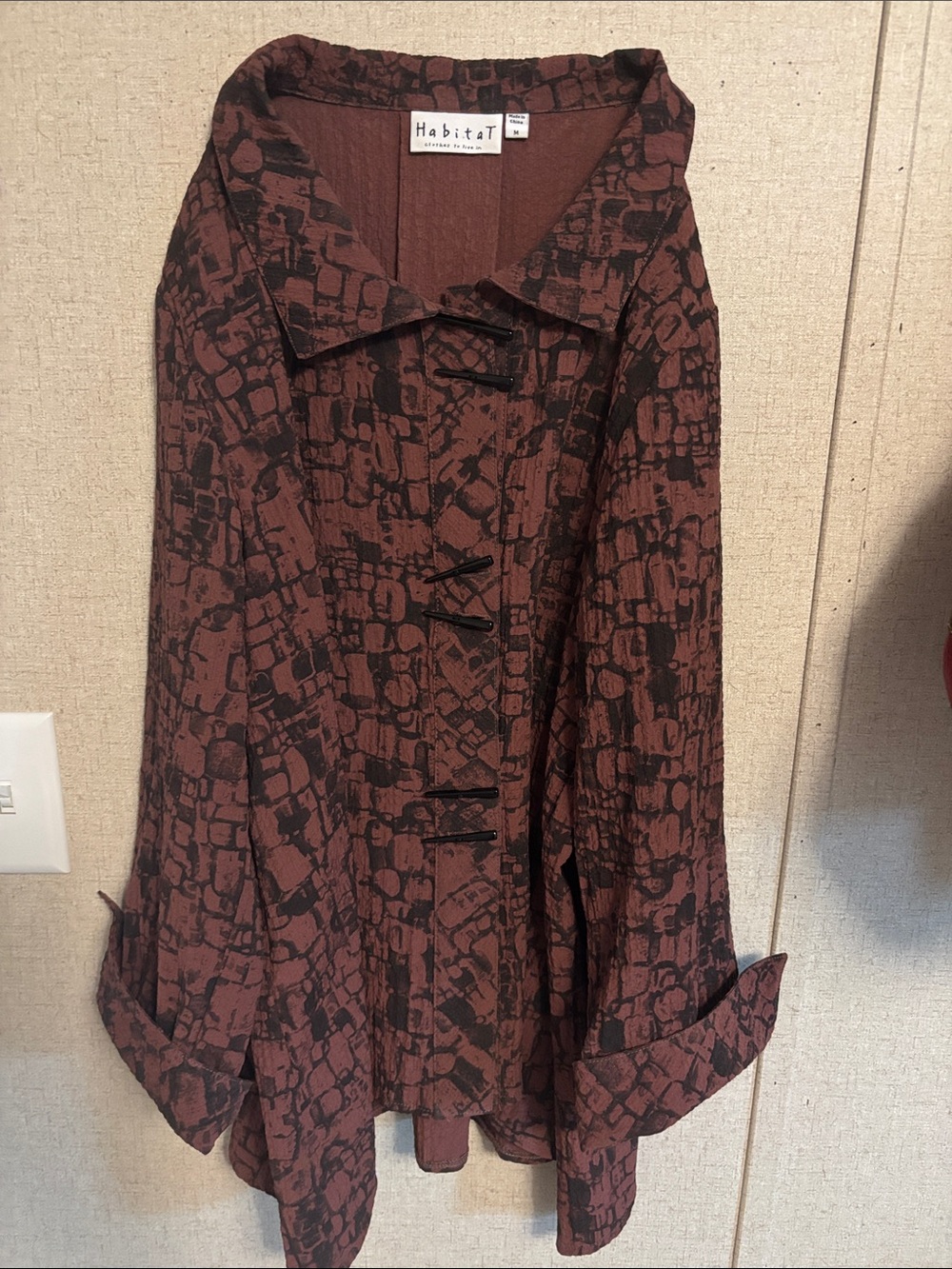Habitat Brown & Black Abstract Button-Front Blouse